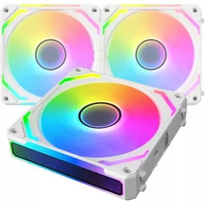 XIGMATEK - Starlink Ultra Arctic (Blanc) - Pack 3 Ventilateurs PC - 3x120mm ARGB - 800-2000 RPM - 29,2 dBA - 68,5 CFM - Hub incl