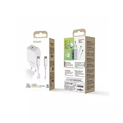 Chargeur Mural Câble USB-C Muvit Blanc 20 W