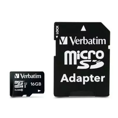 Carte Mémoire Micro SD avec Adaptateur Verbatim Premium 16 GB