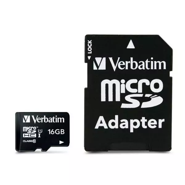 Carte Mémoire Micro SD avec Adaptateur Verbatim Premium 16 GB