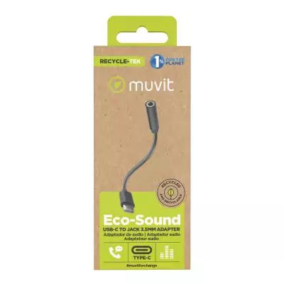 Adaptateur USB-C vers Jack 3.5 mm Muvit for Change JDS-C35 Noir - Connecteur audio pratique