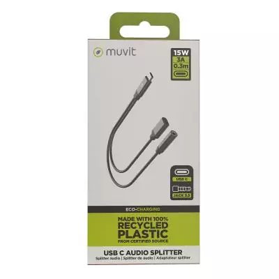 Adaptateur Audio Jack Muvit pour Change Noir - Son de Qualité Assuré