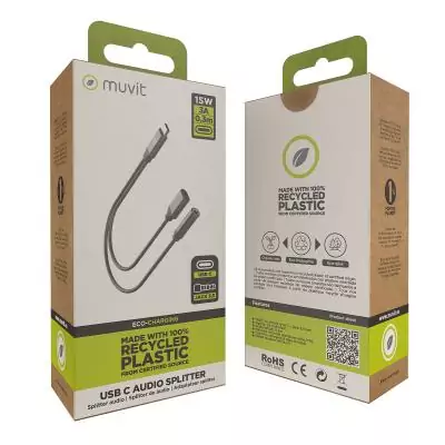 Adaptateur Audio Jack Muvit pour Change Noir - Son de Qualité Assuré
