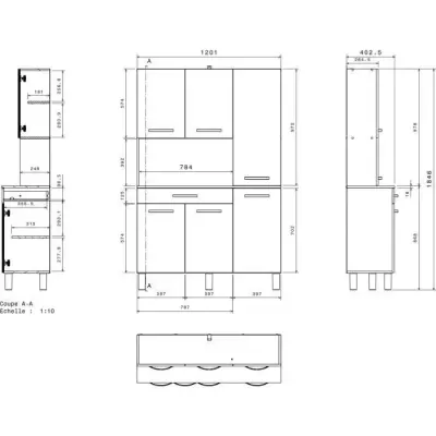 OSLO Buffet de 120 cm - 1 Tiroir et 6 Portes - L 120 x P 40 x H 185 cm OSLO Buffet de 120 cm - 1 Tiroir et 6 Portes - L 120 x P 40 x H 185 cm