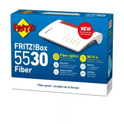 Box FRITZ! 5530 (WITH SFP XGSPON) routeur sans fil Gigabit Ethernet Bi-bande (2,4 GHz 5 GHz) Blanc
