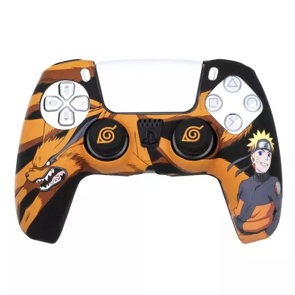 Coque de protection pour manette - KONIX - Naruto Shippuden - DualSense PS5 - Silicone - Motif Kurama/Kyûbi et Naruto - Noir