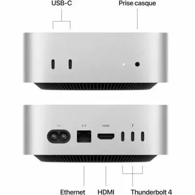 Mini PC Apple Mac Mini 16 Go RAM 256 Go SSD M4 - Performances exceptionnelles