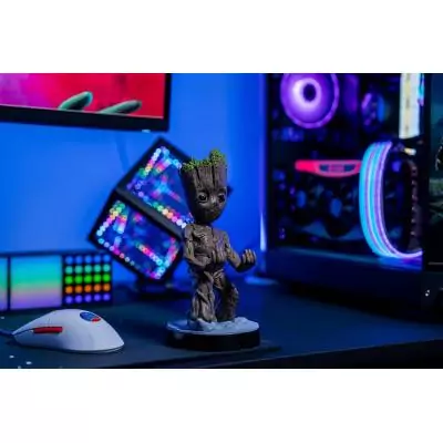 Figurine Les Gardiens de la Galaxie Bébé Groot - EXQUISITE GAMING - Cable Guys - Support smartphone ou petit accessoire - 20 c