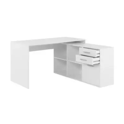 Bureau d'angle London - Panneaux de particules - Décor blanc - 136 x Bureau d'angle London - Panneaux de particules - Décor blanc - 136 x