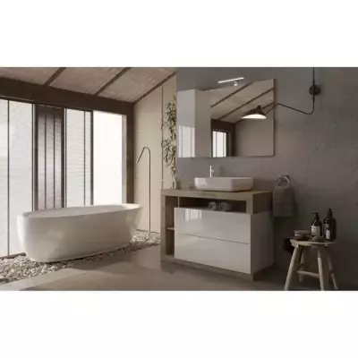 Ensemble Meuble salle de bain HAMBOURG L110 - Vasque + 2 Tiroirs + 3 n Ensemble Meuble salle de bain HAMBOURG L110 - Vasque + 2 Tiroirs + 3 n