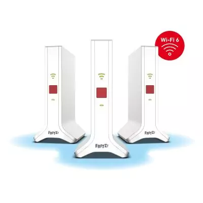 Mesh Set FRITZ! 4200 3-pack Edition Inter Bi-bande (2,4 GHz 5 GHz) Wi-Fi 6E (802.11ax) Rouge, Blanc 2x2 4x4