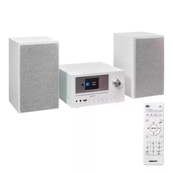 Mini Chaîne HiFi - MEDION - Radio Internet DAB/FM - Lecteur CD - 2x15W RMS - Blanc