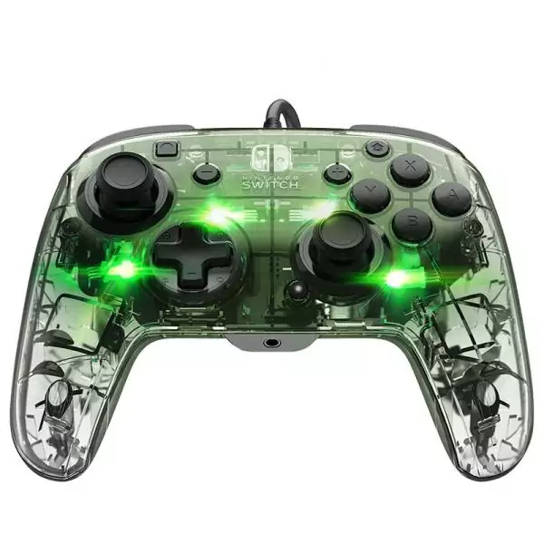 Manette filaire pour Nintendo Switch - PDP - Afterglow - Éclairage LED - Transparent