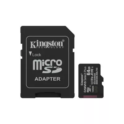 Kingston Technology 64GB microSDXC Canvas Select Plus Gen3 100MB s A1 (Adaptateur SD inclus)