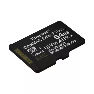 Kingston Technology 64GB microSDXC Canvas Select Plus Gen3 100MB s A1 (Adaptateur SD inclus)