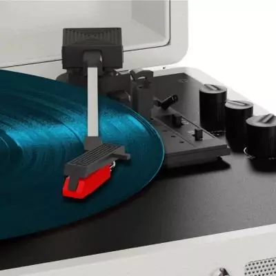 Platine vinyle rétro avec enceintes intégrées - MIXX Revival 55 en Crème