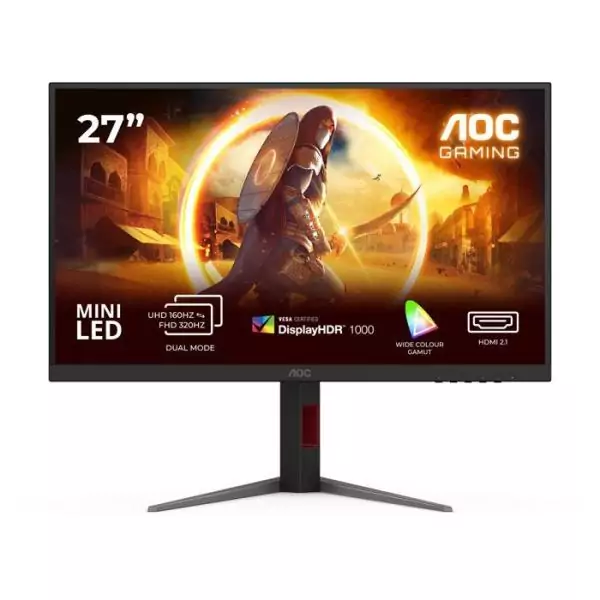 Ecran PC Gamer - AOC - 27'' - 4K/FHD - 160Hz/320Hz - Dalle MiniLED Fast IPS - 0,5ms - Réglable en hauteur - U27G4XM