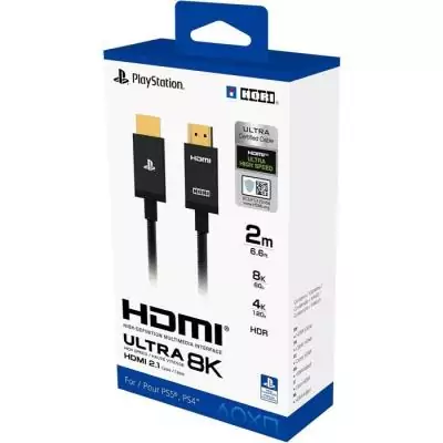 Câble HDMI 2.1 Hori PlayStation - Ultra haute vitesse pour PS5 - 8K, 4K, HDR - 2m Noir