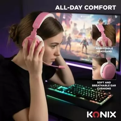 Casque Gamer Filaire Konix pour Nintendo Switch 2, PS5 et Xbox Series X|S - Son Immersif 40mm - Microphone Intégré - 1,5m