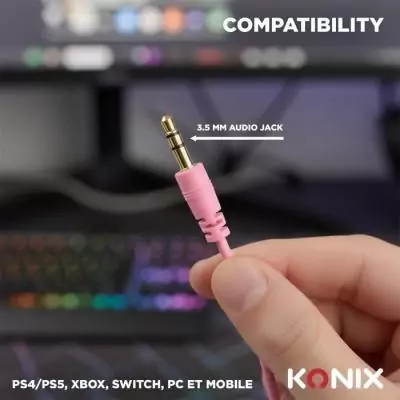 Casque Gamer Filaire Konix pour Nintendo Switch 2, PS5 et Xbox Series X|S - Son Immersif 40mm - Microphone Intégré - 1,5m