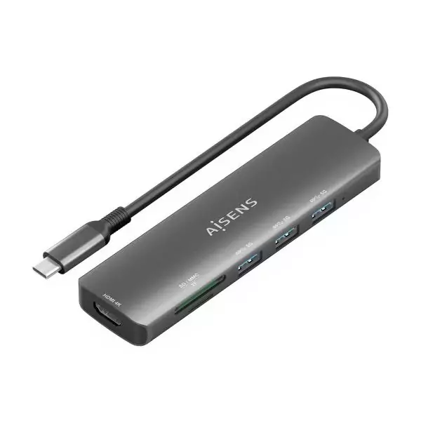 Hub USB Aisens USB-C DOCK 6 EN 1 Gris