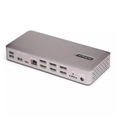 StarTech.com Station d'Accueil USB4 pour 3 Écrans, HDMI ou DisplayPort 4K 60 Hz, Charge d'Ordinateur Portable 100 W, 2,5 GbE,