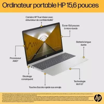 PC Portable HP 15-fc0020nf - Windows 11 + Microsoft 365 inclus 1 an - 15,6 FHD - Athlon Silver 7120U - RAM 4Go - 128Go SSD - AZE