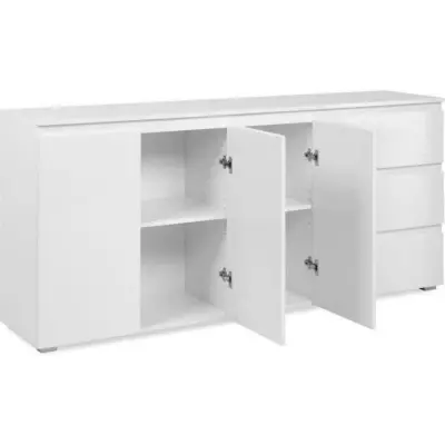 Buffet Capetown - Style élégant et fonctionnel - Blanc brillant - 179 x 80,5 x 40 cm Buffet Capetown - Style élégant et fonctionnel - Blanc brillant - 179 x 80,5 x 40 cm