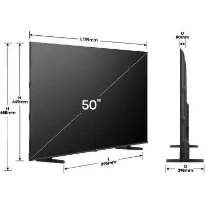 Hisense 50E7Q - TV QLED 50 (126 cm) - 4K UHD 3840x2160 - TV connecté - 3xHDMI 2.1 - WiFi