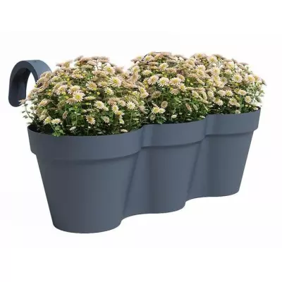 Pot ARTEVASI - CAPRI TRIPLE - Balcon - Bleu Ardoise - 54x30,5x28 cm Pot ARTEVASI - CAPRI TRIPLE - Balcon - Bleu Ardoise - 54x30,5x28 cm
