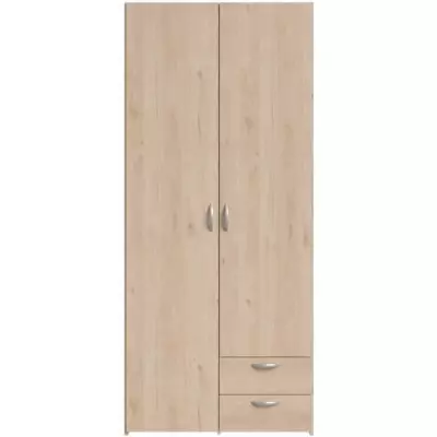 Armoire VARIA - Chêne et blanc - 2 portes - 2 tiroirs