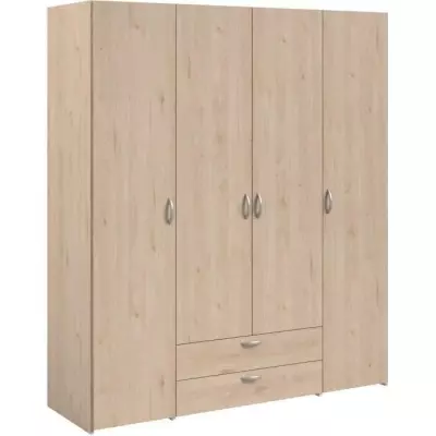 Armoire chambre VARIA - Décor chene - 4 portes + 2 tiroirs
