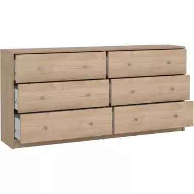 Commode OREGON 2x 3 tiroirs - Chene - L143 x P30 x H68 cm