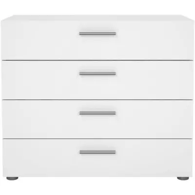 Commode NASH 4 tiroirs - Décor Blanc - L 80 x P 40 x H 68,5 cm - Style et fonctionnalité