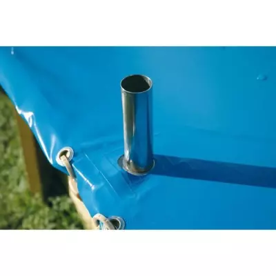 Bâche hiver et sécurité piscine bois UBBINK Hexagonale 410 - Bleue