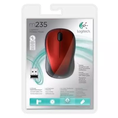 Souris sans fil Logitech M235 rouge - Compacte et ergonomique