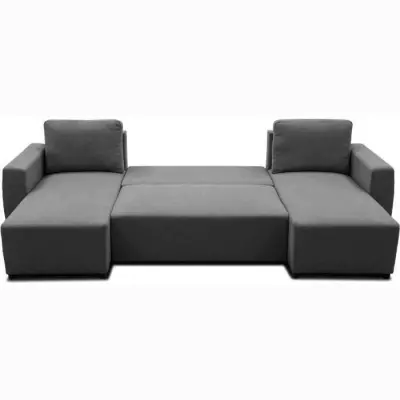Canapé d'angle convertible PHARELL anthracite - Style panoramique - 297 cm