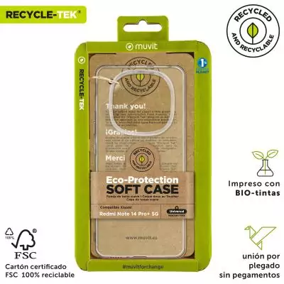 Protection pour téléphone portable Muvit Xiaomi Redmi Note 14 Pro 5G Transparent