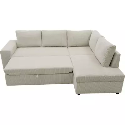 Canapé d'angle réversible NIRVANA 4-5 places - Velours perle - Rangement - L247 x P183 Canapé d'angle réversible NIRVANA 4-5 places - Velours perle - Rangement - L247 x P183