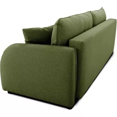 Canapé convertible BARI 3 places - Tissu olive - Eco-friendly - L215 x H89 x P100 cm Canapé convertible BARI 3 places - Tissu olive - Eco-friendly - L215 x H89 x P100 cm