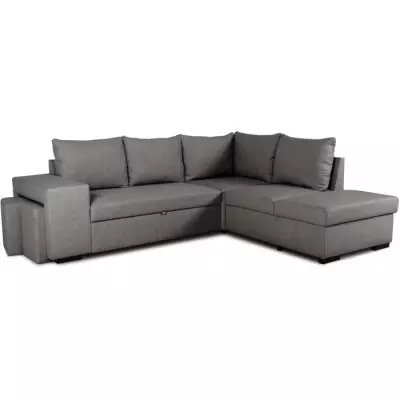 Canapé d'angle convertible réversible 4 places MITCHELL - Tissu Anthracite - Design éco-responsable