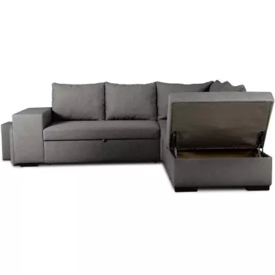 Canapé d'angle convertible réversible 4 places MITCHELL - Tissu Anthracite - Design éco-responsable