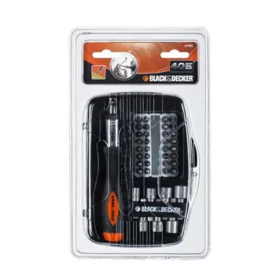 Kit de Tournevis a Cliquet BLACK+DECKER - 40 pièces - A7062-XJ