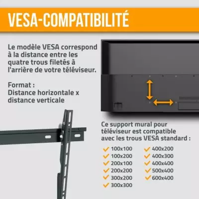 Support mural inclinable NANOOK pour TV 40-65" - Montage facile - Noir