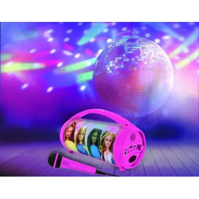 Enceinte Bluetooth Sans-Fil Lumineuse avec Micro Barbie - Compact et colorée
