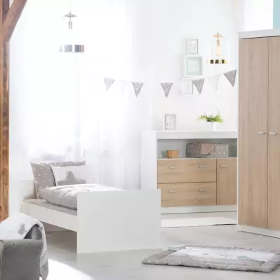 Ensemble Chambre Bébé ROBA - Gabriella - Lit Evolutif + Commode Compacte