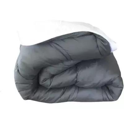Couette chaude bicolore ABEIL - 140 x 200 cm - Blanc et gris
