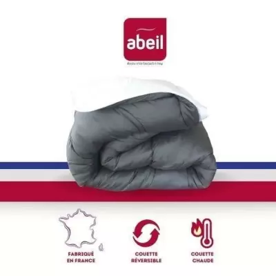 Couette chaude bicolore ABEIL 200x200 cm - Blanc/Gris