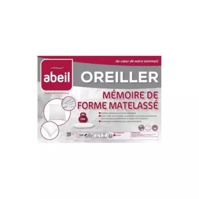 Oreiller à mémoire de forme matelassé blanc 60x60 cm - Label Oeko-Tex