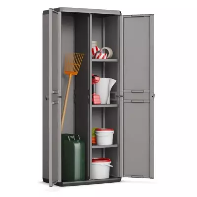 Armoire de rangement Più KETER - 3 tablettes - Gris anthracite et noir